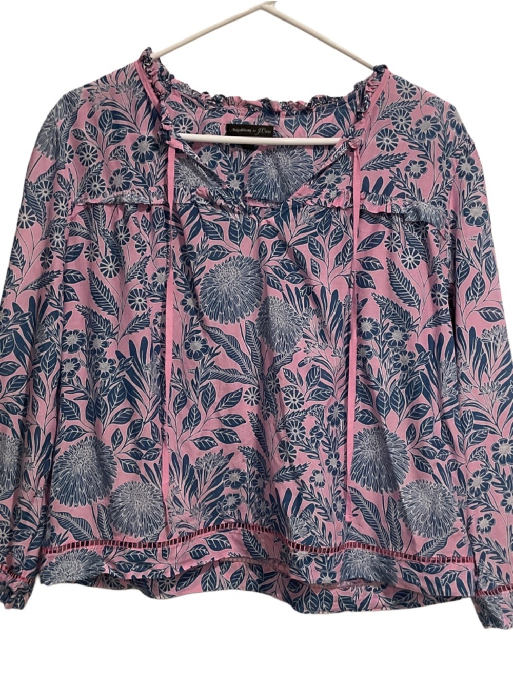 J. Crew Abigail Borg Cotton Silk Blend Bluse Long Sleeve Floral Print